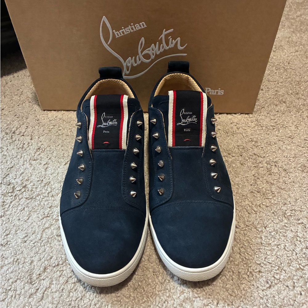 Christian Louboutin Men's Blue Studded Sneakers